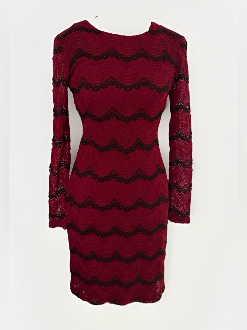 GUESS Burgundy Black Lace Bodycon Dress Size 2